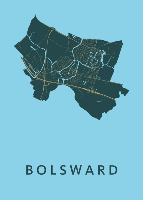 Bolsward Azure Stadskaart Poster Kopen