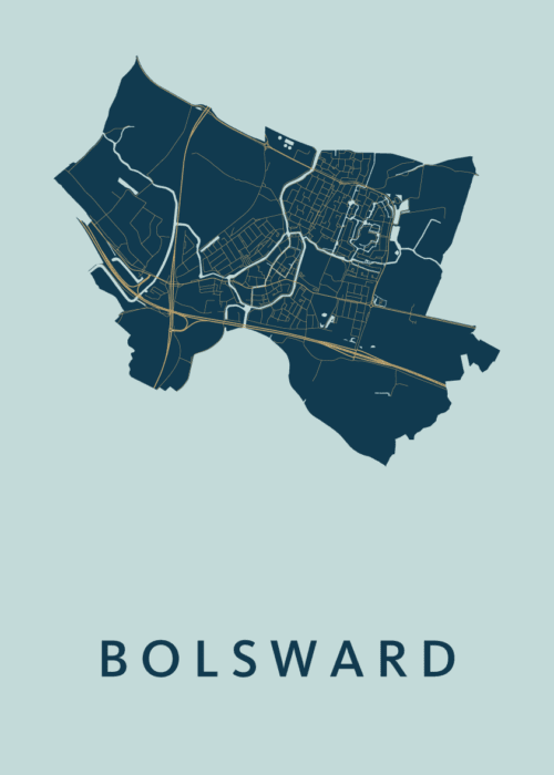 Bolsward Prussian Stadskaart Poster Kopen
