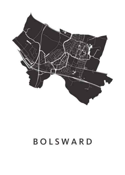 Bolsward White Stadskaart Poster Kopen
