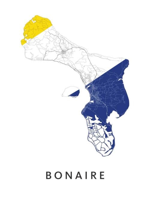 Bonaire Landkaart Poster met Landvlag