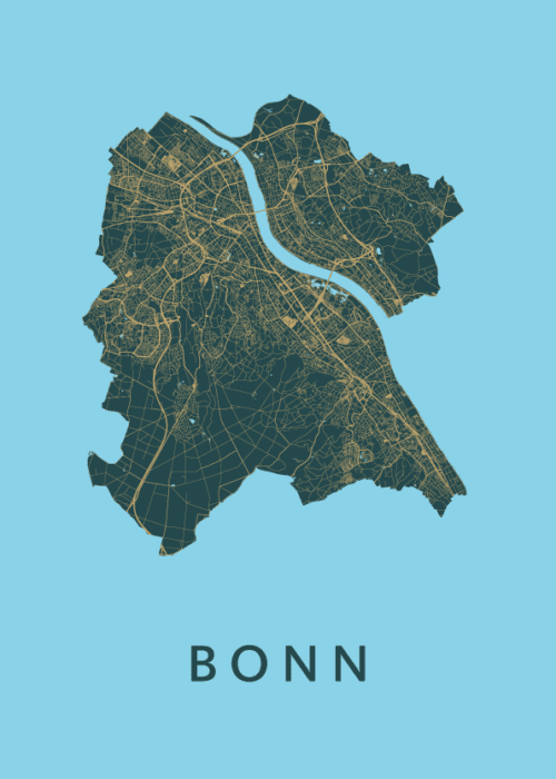 Bonn Azure Stadskaart Poster Kopen