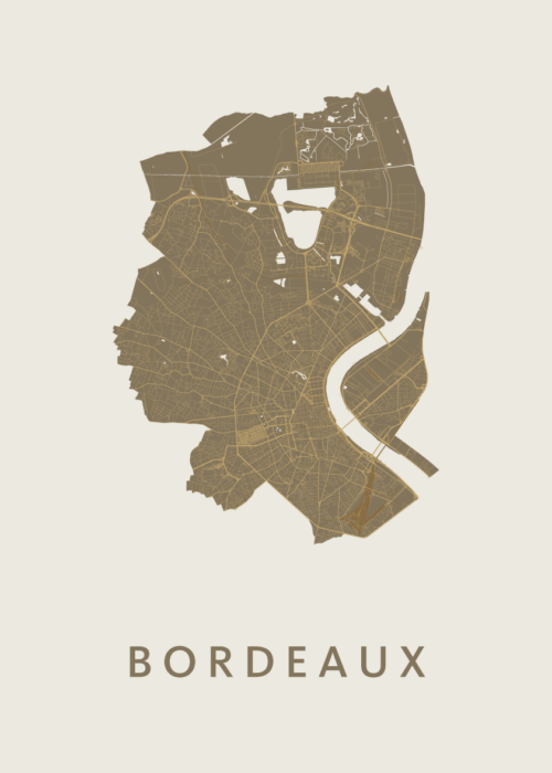 Bordeaux Stadskaart poster Gold