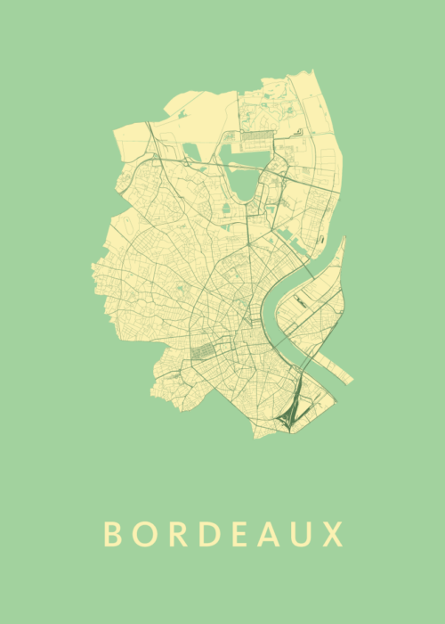 Bordeaux Stadskaart poster Spring