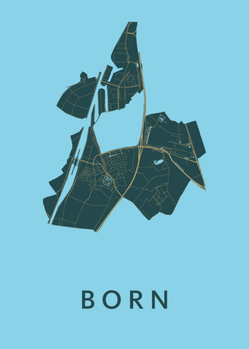 Born Azure Stadskaart Poster Kopen