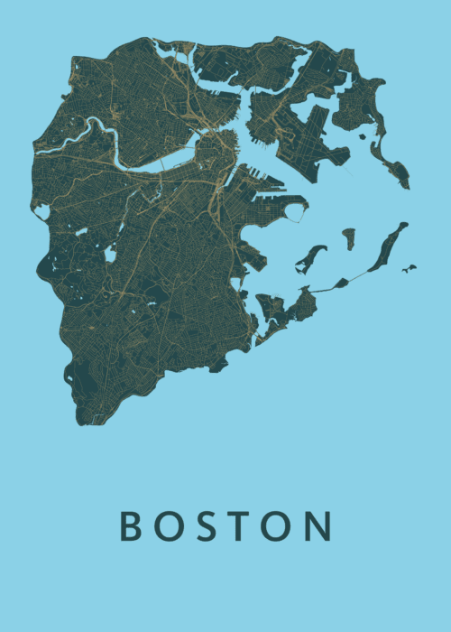 Boston Azure Stadskaart Poster Kopen