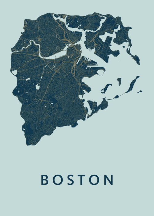 Boston Prussian Stadskaart Poster Kopen