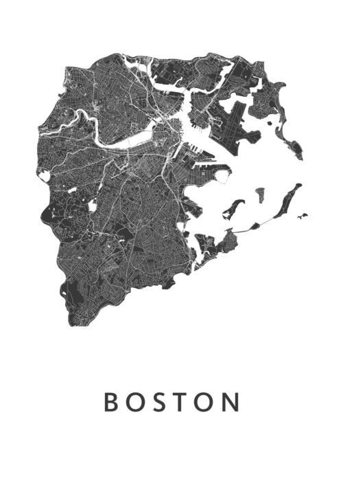 Boston White Stadskaart Poster Kopen