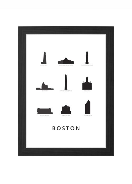 Boston - Architectuur Print ingelijst in zwarte lijst