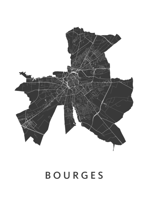 Bourges Stadskaart Poster Kopen