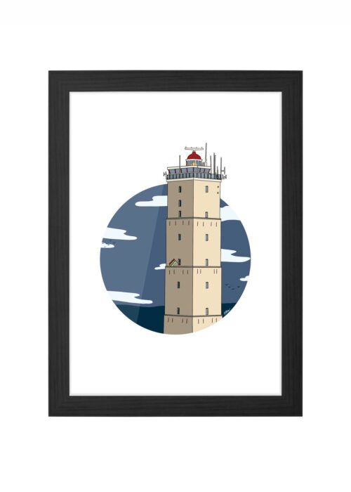 brandaris icoon print poster ingelijst in zwarte lijst