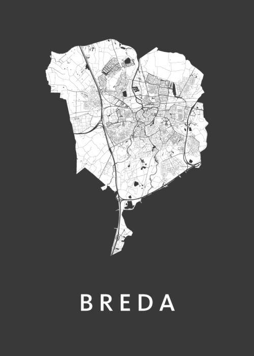 Breda Black Stadskaart Poster Kopen