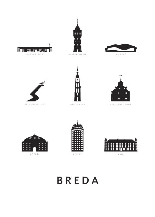 Breda - Architectuur - Wit Poster
