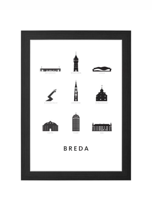 Breda - Architectuur Print ingelijst in zwarte lijst