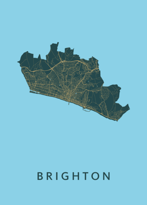 Brighton Azure Stadskaart Poster Kopen