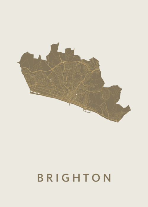 Brighton Gold Stadskaart Poster Kopen