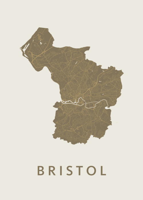 Bristol Gold Stadskaart Poster Kopen