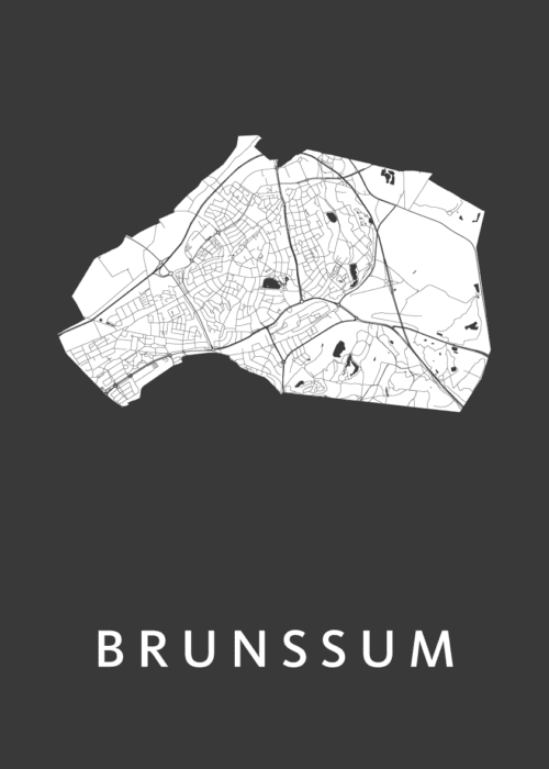 Brunssum Black Stadskaart Poster Kopen