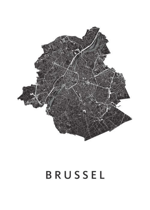 Brussel Stadskaart - White poster