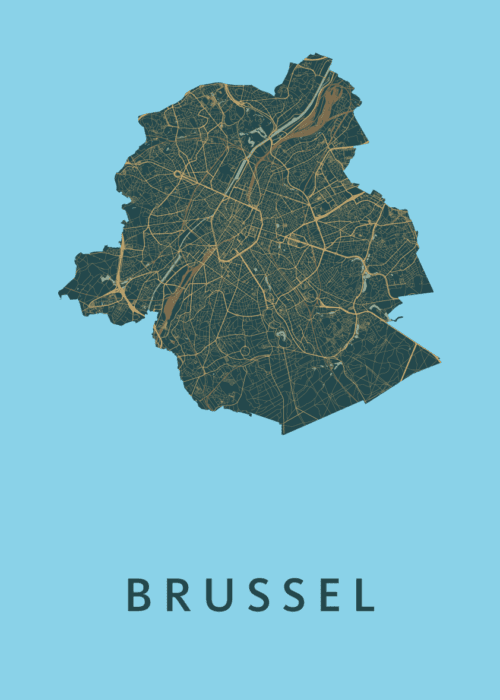 Brussel Stadskaart - Azure poster
