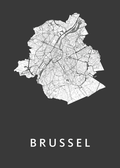Brussel Stadskaart - Black poster