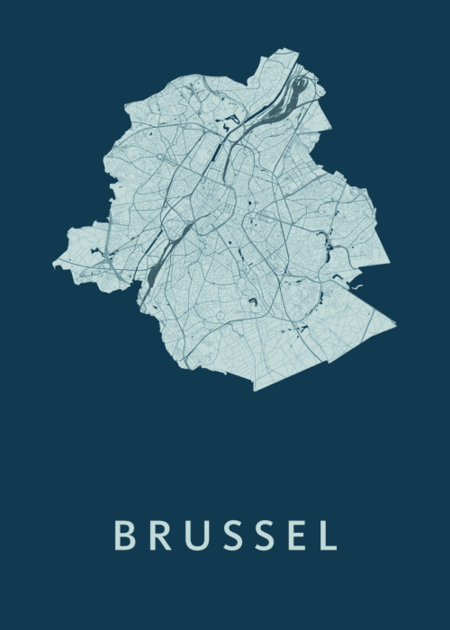 Brussel Stadskaart - Feldgrau poster