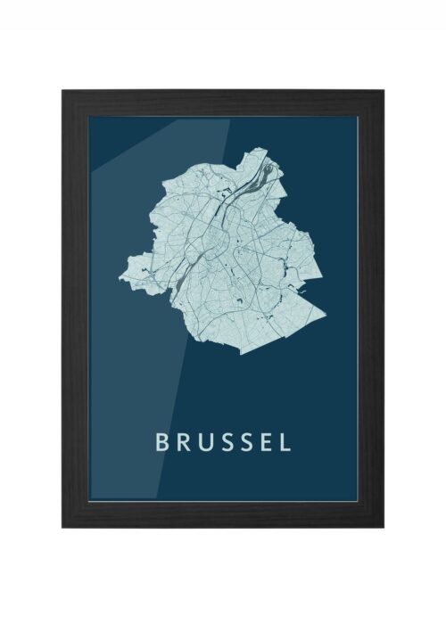 brussel stadskaart poster ingelijst in zwarte lijst