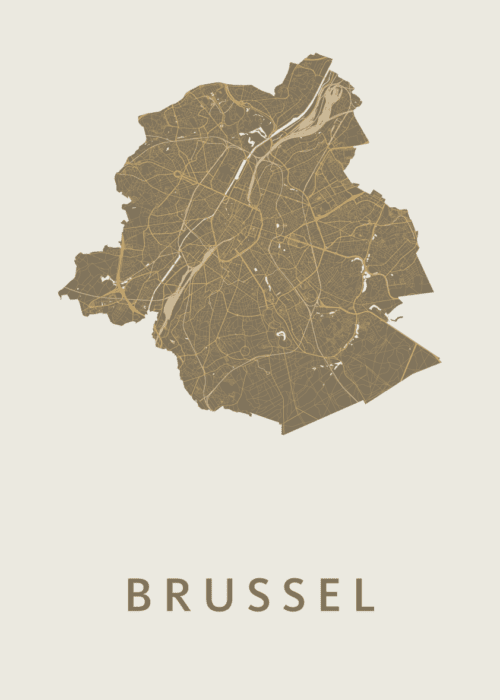 Brussel Stadskaart - Gold poster