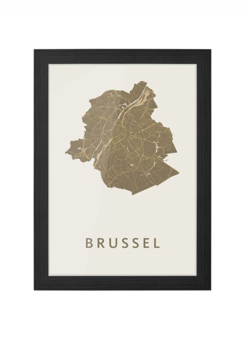 brussel stadskaart poster ingelijst in zwarte lijst