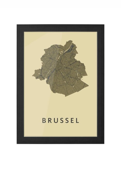 brussel stadskaart poster ingelijst in zwarte lijst
