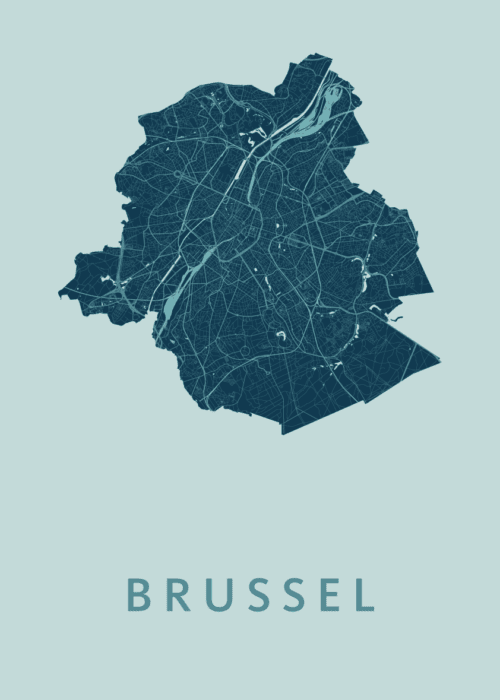 Brussel Stadskaart - Mint poster