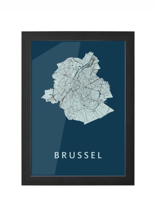 brussel stadskaart poster ingelijst in zwarte lijst