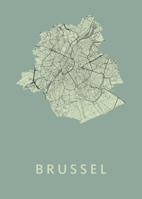 Brussel Stadskaart - Olive poster