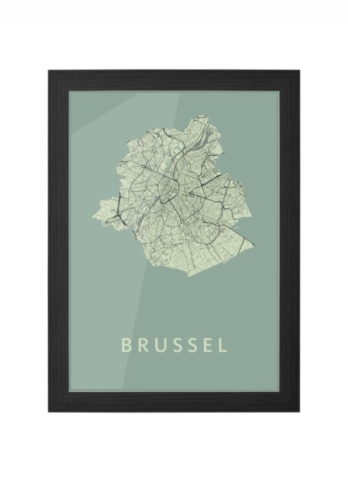 brussel stadskaart poster ingelijst in zwarte lijst