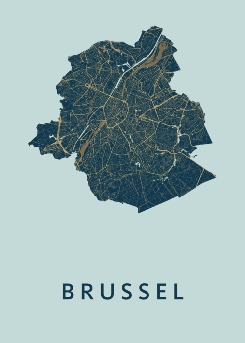 Brussel Stadskaart - Prussian poster