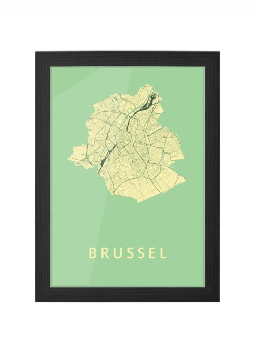 brussel stadskaart poster ingelijst in zwarte lijst