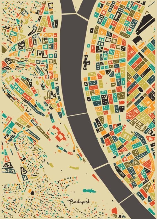 Budapest Stadskaart Poster Kopen