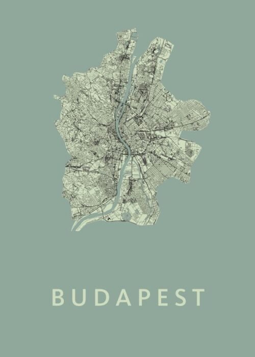 Budapest Stadskaart - Olive poster