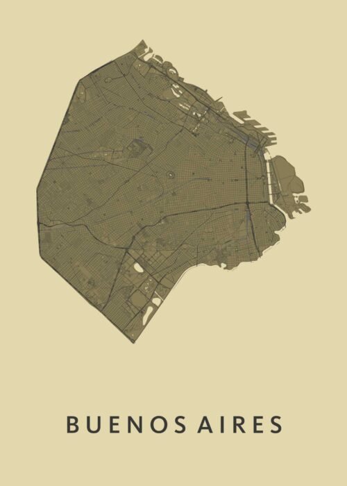 Buenos Aires GoldenRod Stadskaart Poster Kopen