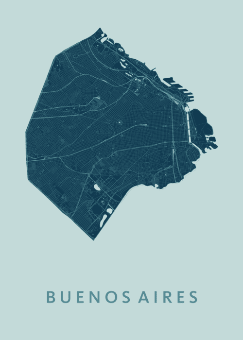 Buenos Aires Mint Stadskaart Poster Kopen