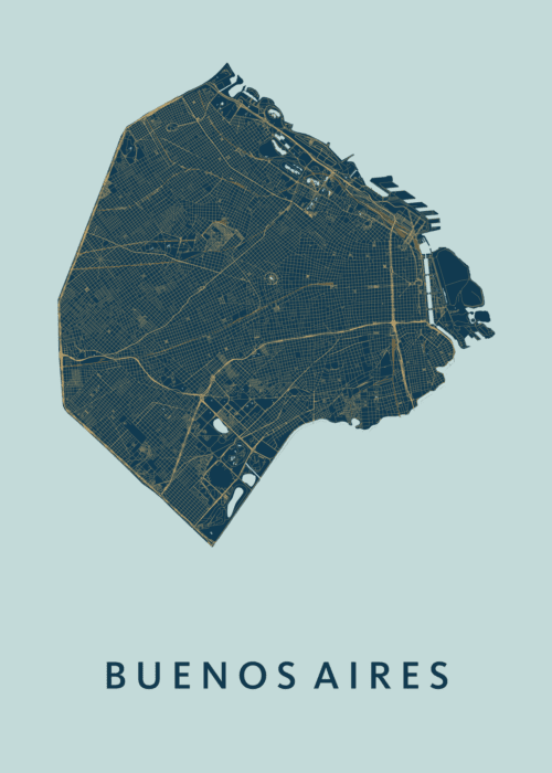 Buenos Aires Prussian Stadskaart Poster Kopen