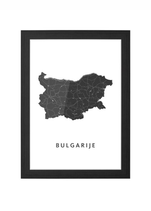 bulgarije landkaart poster ingelijst in zwarte lijst