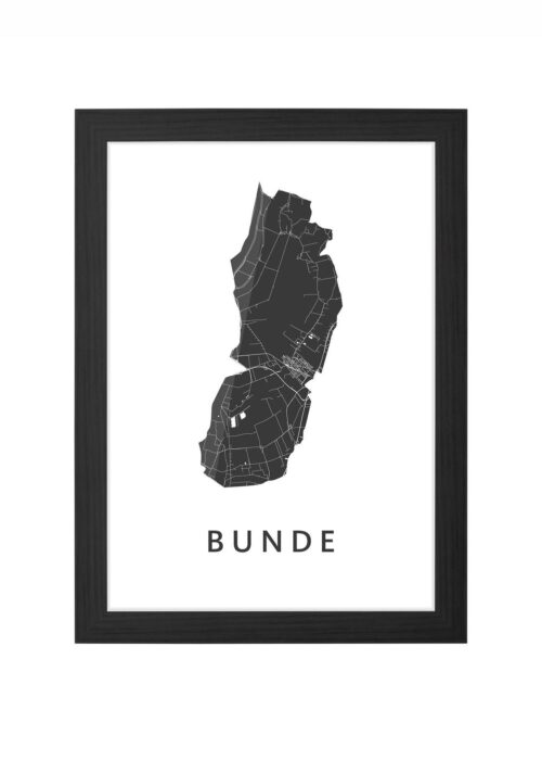 bunde (de) kaart poster ingelijst in zwarte lijst
