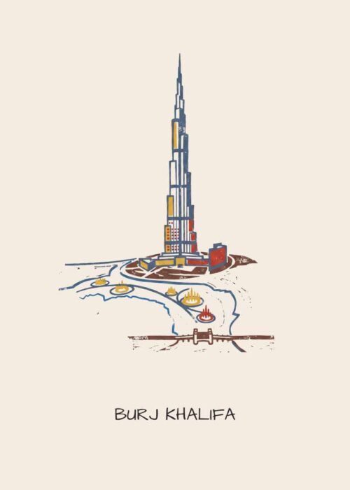 Burj Khalifa Dubai - Linosnede-stijl