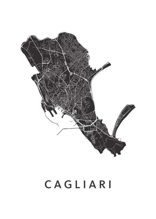 Cagliari Stadskaart Poster Kopen