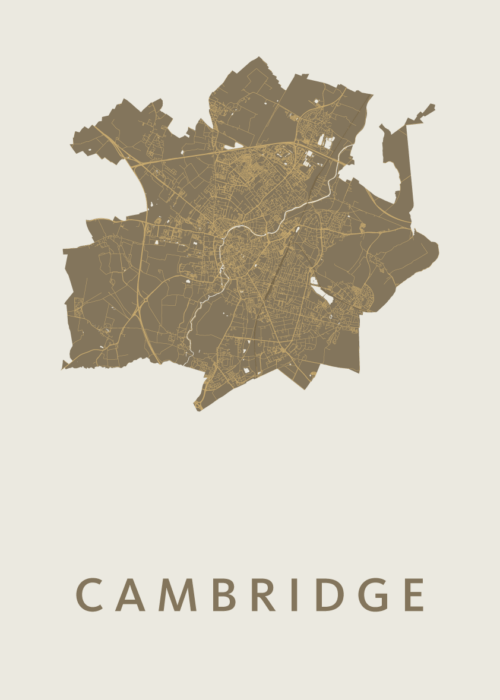 Cambridge Stadskaart poster Gold