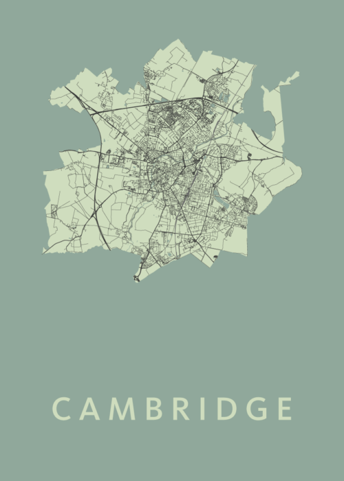 Cambridge Stadskaart poster Olive