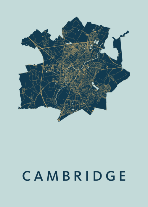 Cambridge Stadskaart poster Prussian