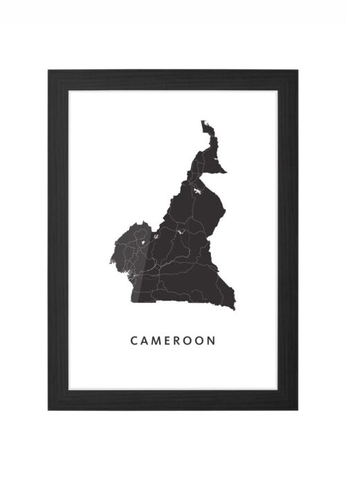 cameroon landkaart poster ingelijst in zwarte lijst