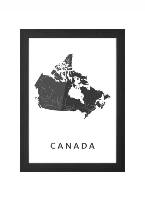 canada landkaart poster ingelijst in zwarte lijst