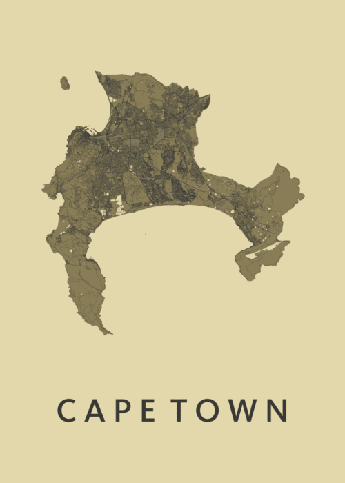 Cape Town GoldenRod Stadskaart Poster Kopen